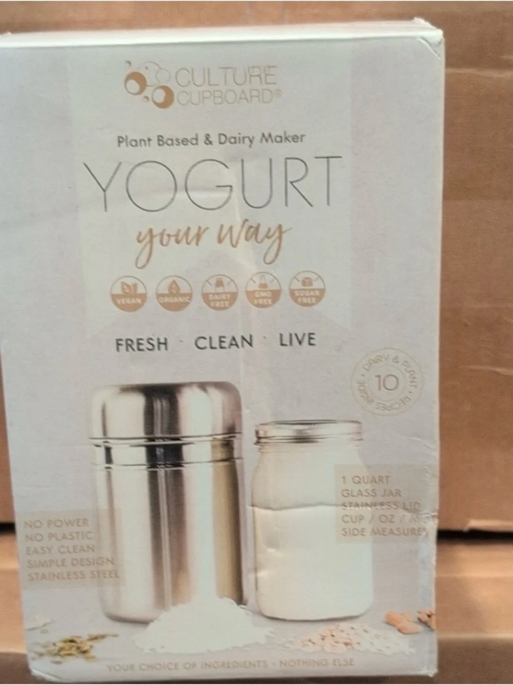 Culture Cupboard Yogurt Your Way Maker Stainless Steel Glass Jar 1 Quart